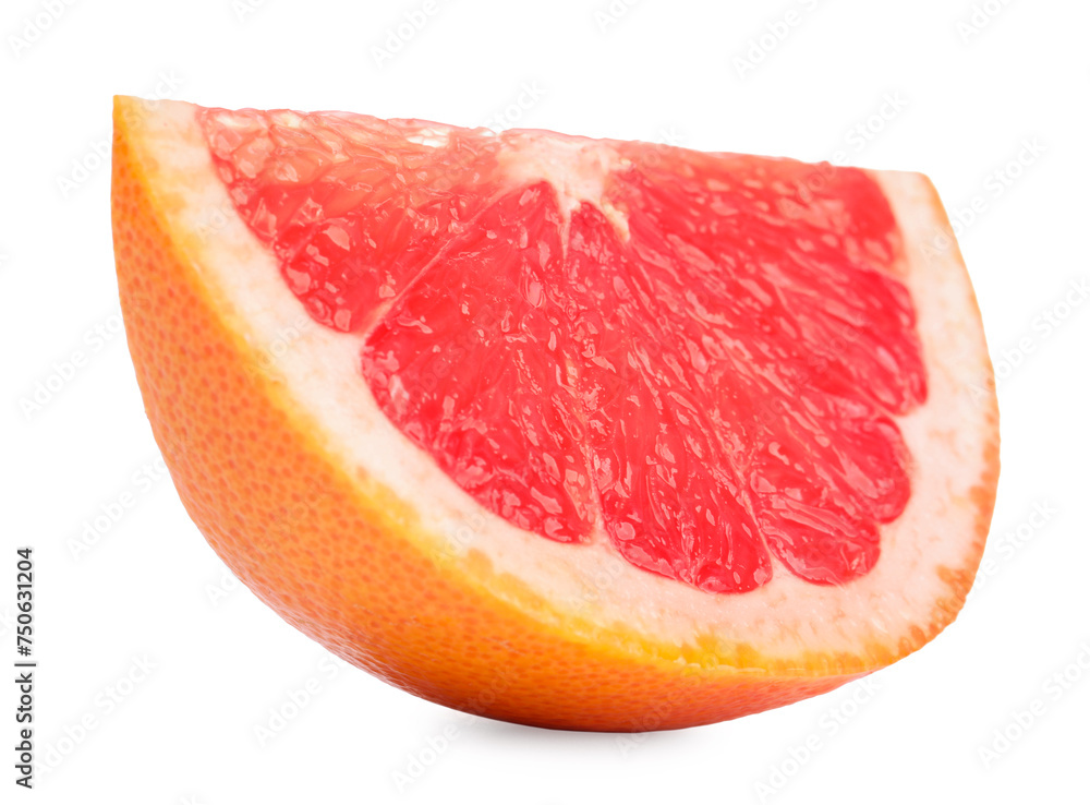 Cut ripe grapefruit isolated on white. Citrus fruit