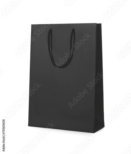 One black paper bag isolated on white