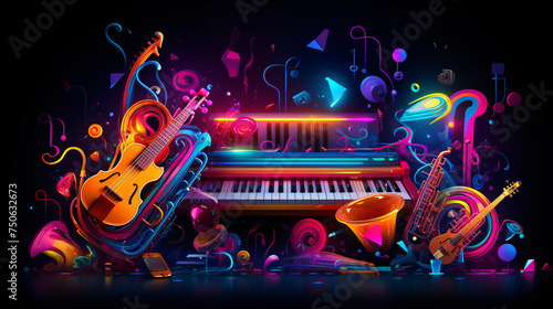 Colorful neon background musical style theme abstract