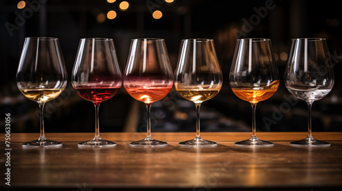 Concept alcohol glass  beautiful glass wine restaurant