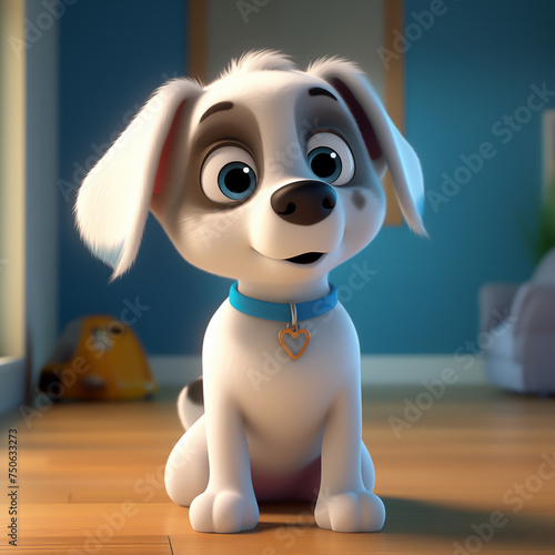 Cartoon character puppy for children. Cute fairytale dog  Toy puppy 3d character  Cartoon character dog.