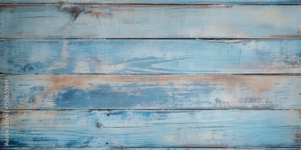 Obraz premium Wooden background with blue colored horizontal planks