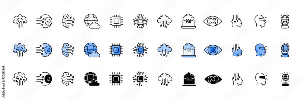 Bioengineering set. Virtual reality icons. Flat style. Vector icons Bioengineering set. Virtual reality icons. Flat style. Vector icons