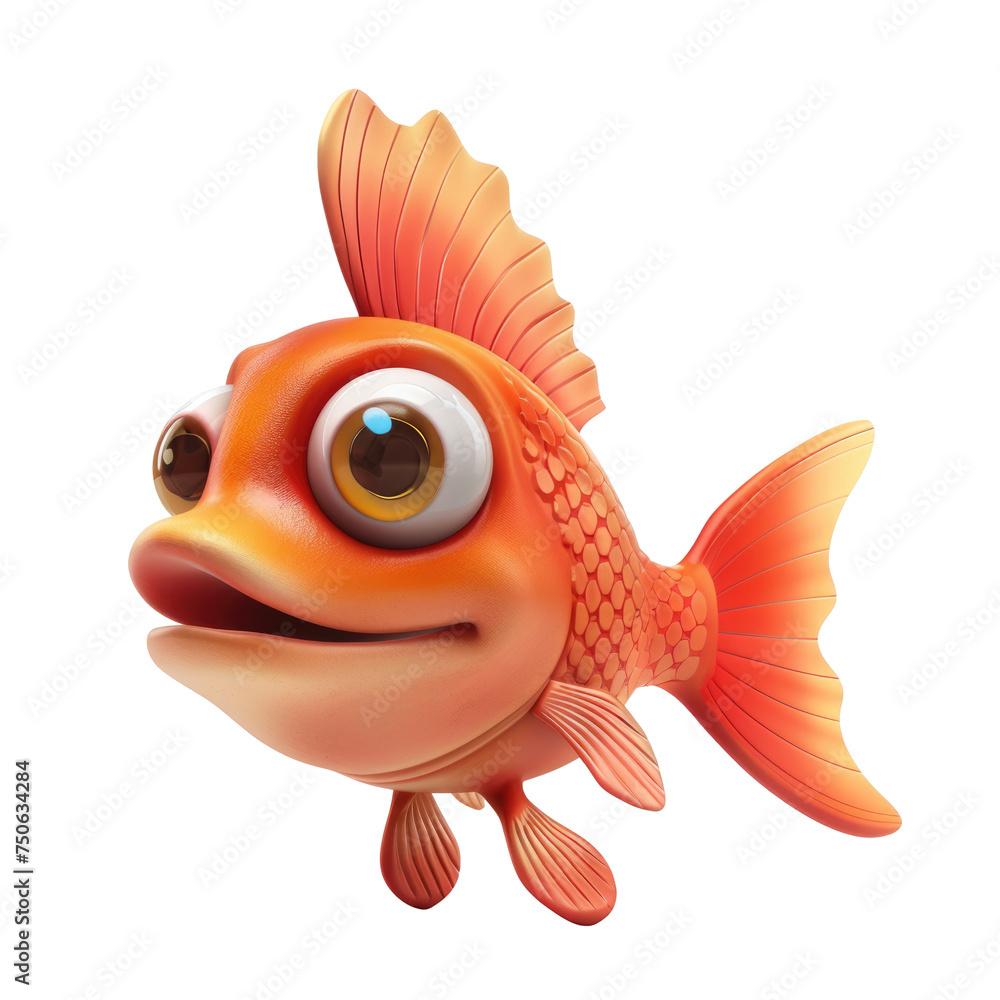 Fish, 3d icon of goldfish isolated on a transparent or white background, png Fish, 3d icon of goldfish isolated on a transparent or white background, png