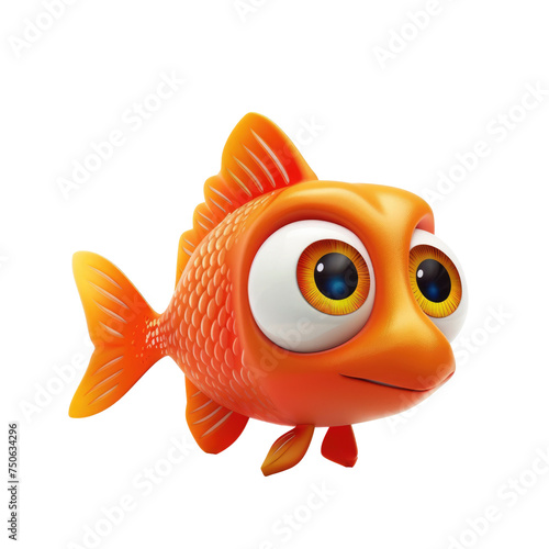 Fish, 3d icon of goldfish isolated on a transparent or white background, png