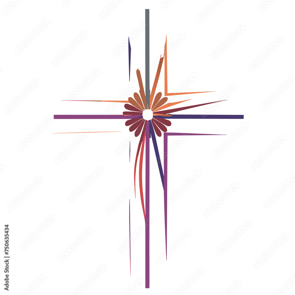 beautiful graphic red christian cross with flower beautiful graphic red christian cross with flower