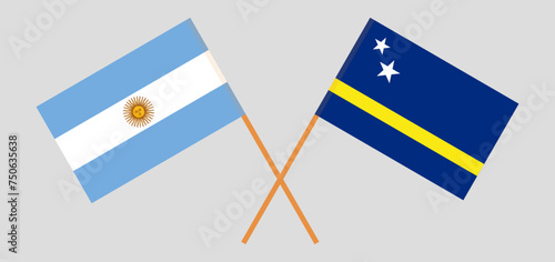 Crossed flags of Argentina and Country of Curacao. Official colors. Correct proportion