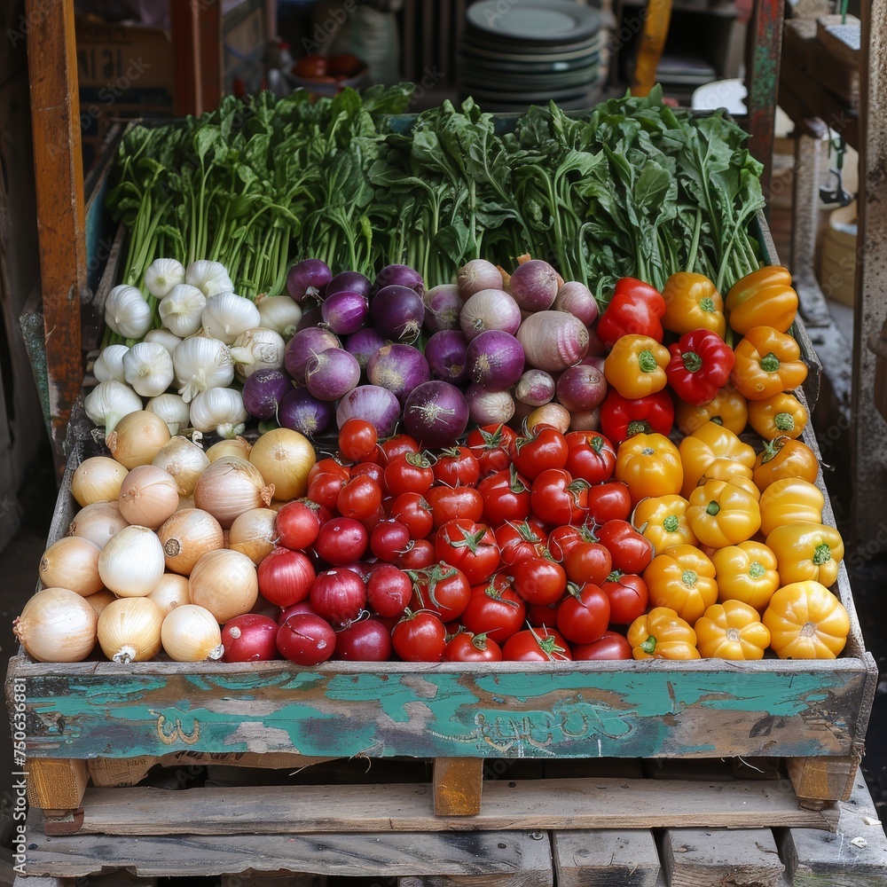 Fresh Vegetable Market: Vibrant display of fresh, organic vegetables at a local market, encouraging a healthy diet. Fresh Vegetable Market: Vibrant display of fresh, organic vegetables at a local market, encouraging a healthy diet.