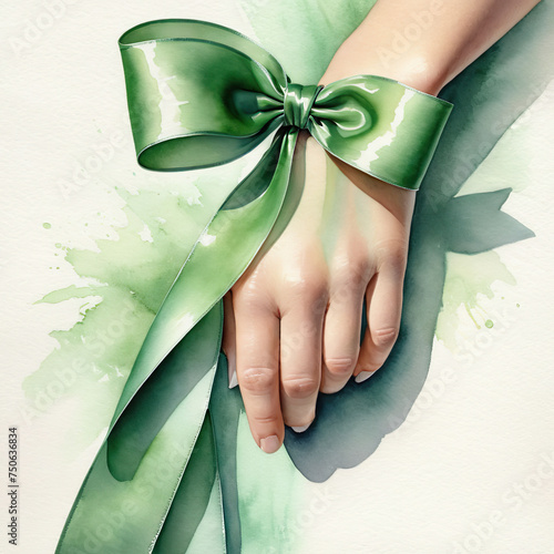 Green ribbon for gallbladder and bile duct cancer awareness photo