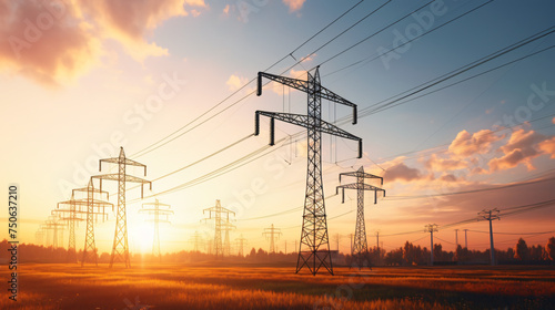 High voltage electric pole and transmission lines