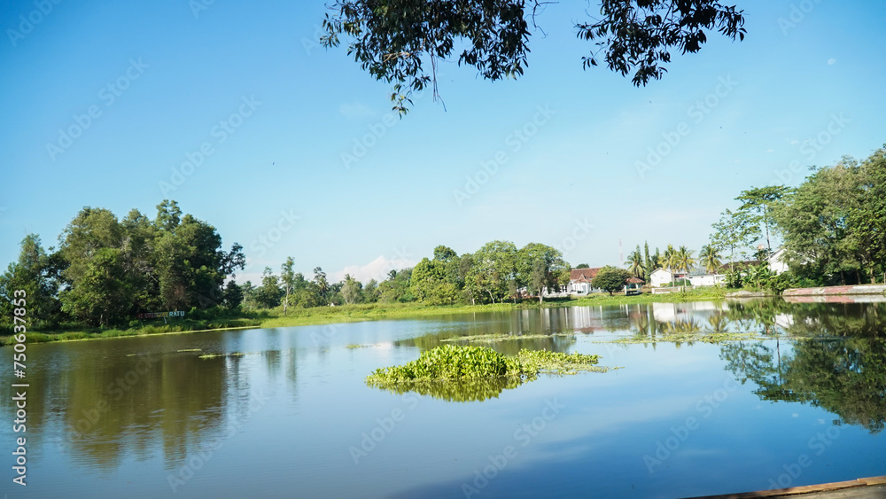 Fototapeta premium clean and beautiful lake in an Indonesian village
