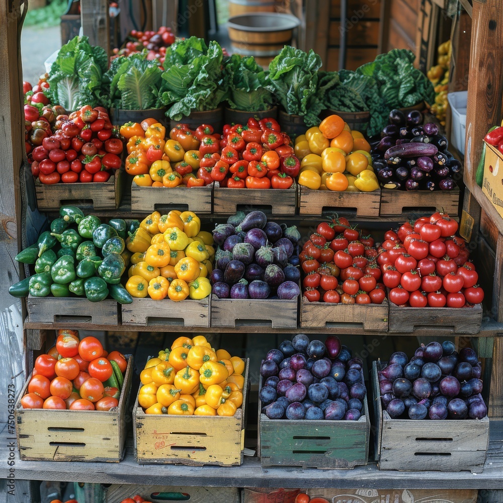 Fresh Vegetable Market: Vibrant display of fresh, organic vegetables at a local market, encouraging a healthy diet Fresh Vegetable Market: Vibrant display of fresh, organic vegetables at a local market, encouraging a healthy diet