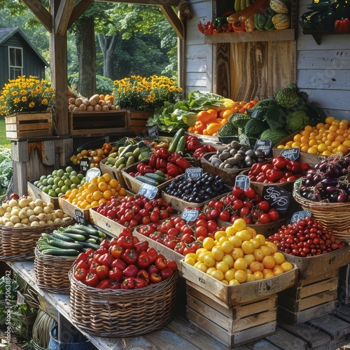 Fresh Vegetable Market: Vibrant display of fresh, organic vegetables at a local market, encouraging a healthy diet