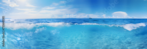 Mesmerizing Panoramic View of the Vast and Tranquil Deep Blue Ocean Under the Azure Sky © Jeffery