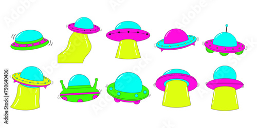 Psychedelic Ufo Illustration Set