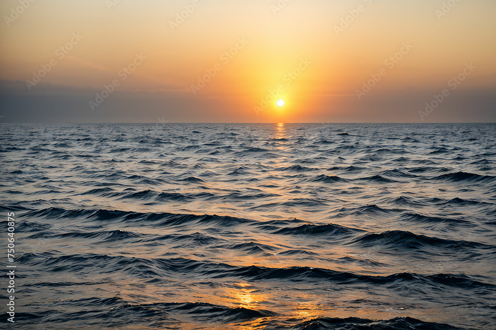 shiny sea with sunrise. Generative AI shiny sea with sunrise. Generative AI