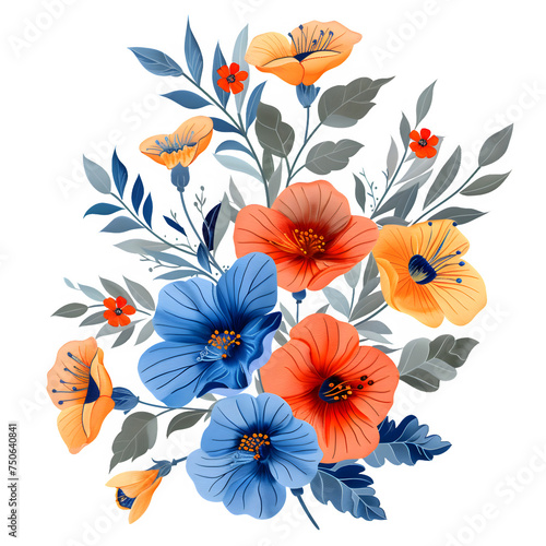 A vector cute bouquet of flowers on a transparent background.