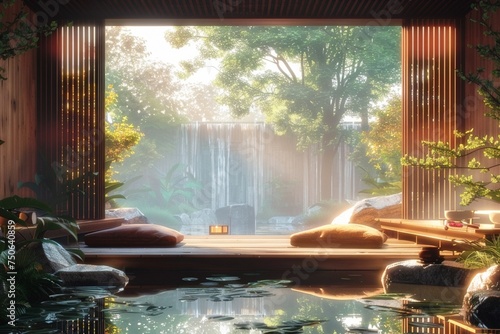 a serene digital scene where timber and clay architecture coexist, utilizing Vray to enhance the soft lightingn photo