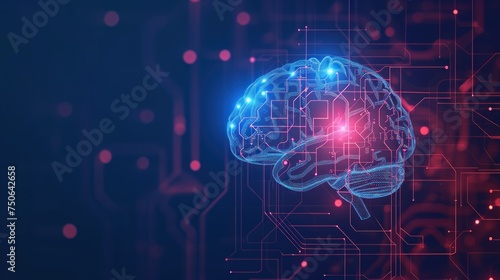 human brain on circuit board ,artificial intelligence and cyber space concept