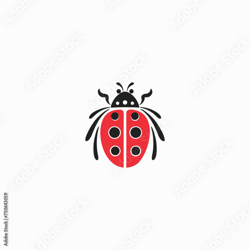 Ladybug icon. Vector image of red flying insect
 photo