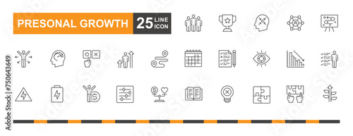 Personal growth icon. Management, goal, organization, leadership and more line icon. Most popular personal growth icons.