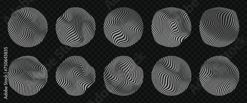 Shapes. Deformed vector figures. Gradient transitions. Y2k style. Retro shapes. Distorted circles