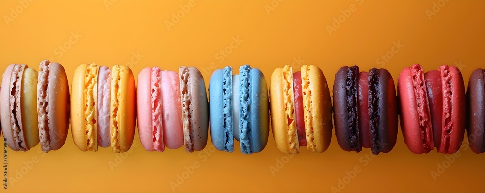 A Vibrant Horizon of Colorful Macaroons. Concept Food Photography, Desserts, Colorful Treats, Sweet Delights, Delicious Display