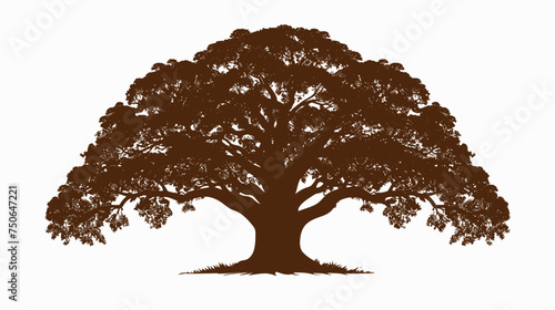 Black silhouette of a Set of trees vector sillhouette with a thick outline side view isolated 