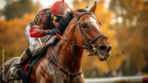 Horse Racing Action on a Fall Day