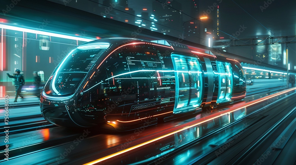 Fototapeta premium Futuristic urban transport systems paid for with cryptocurrency seamless integration of tech and mobility