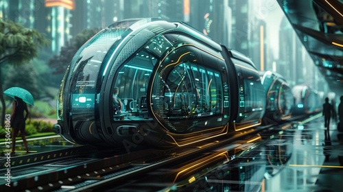 Futuristic urban transport systems paid for with cryptocurrency seamless integration of tech and mobility photo