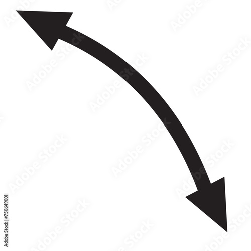 Dual semi circle arrow. Vector illustration. Semicircular curved thin long double ended arrow.  Dual sided arrow Vector.