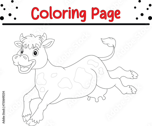 funny cow smile coloring page for kids