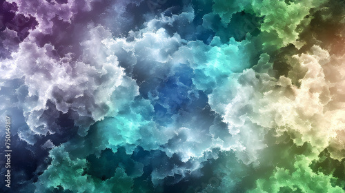 Vivid Spectrum of Swirling Blue and Green Colors in Abstract Cloud Formation