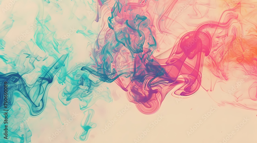 Fototapeta premium Vibrant Colored Smoke Mix on White Background