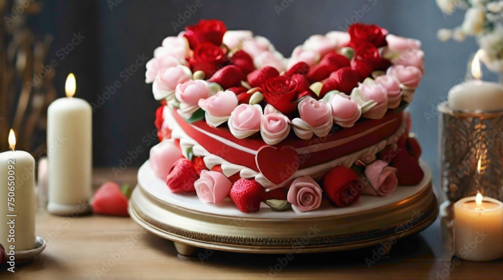 cake with cream and berries on the cake in heart shape with sofa set birthday decoration cake abstract background cake with cream and berries on the cake in heart shape with sofa set birthday decoration cake abstract background