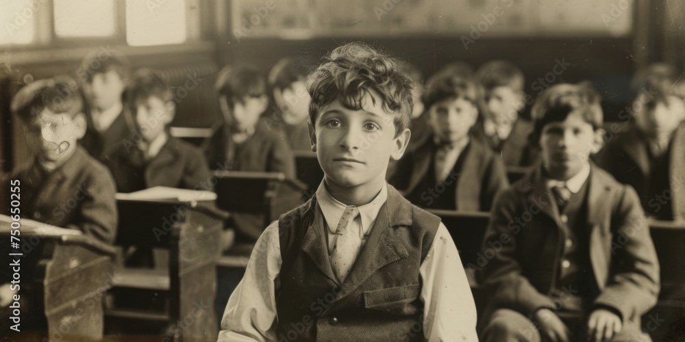 Obraz premium a Student of the 1920s . black and white photo