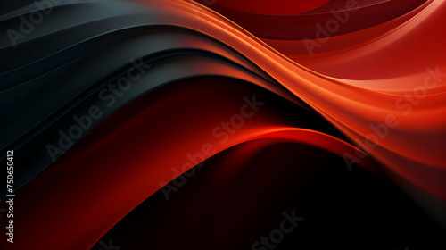 Abstract red and black wavy background. 3d rendering. 3d illustration.