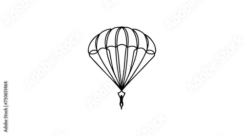 One continuous line drawing of young bravery man flying in the sky using paragliding parachute.
