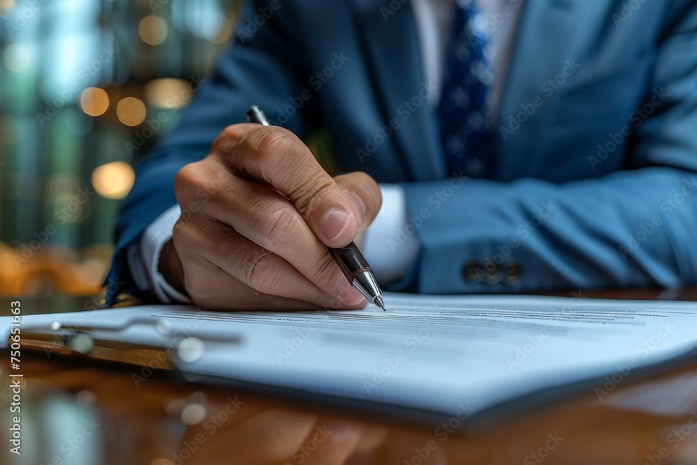 business man signing a contract. business man signing a contract.