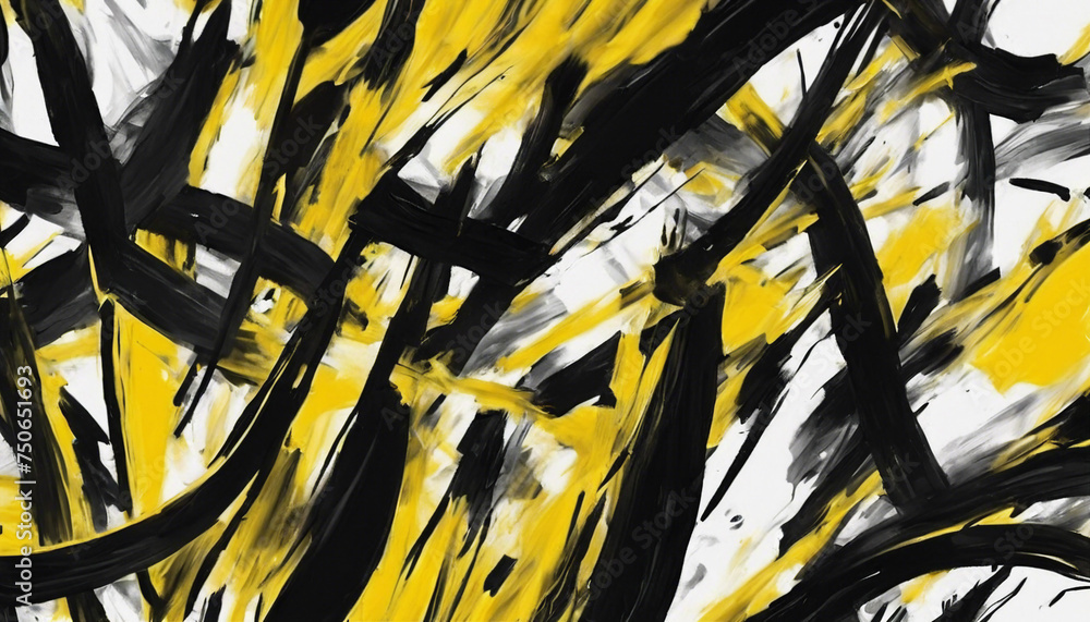black and yellow abstract expressionist painting illustration wallpaper