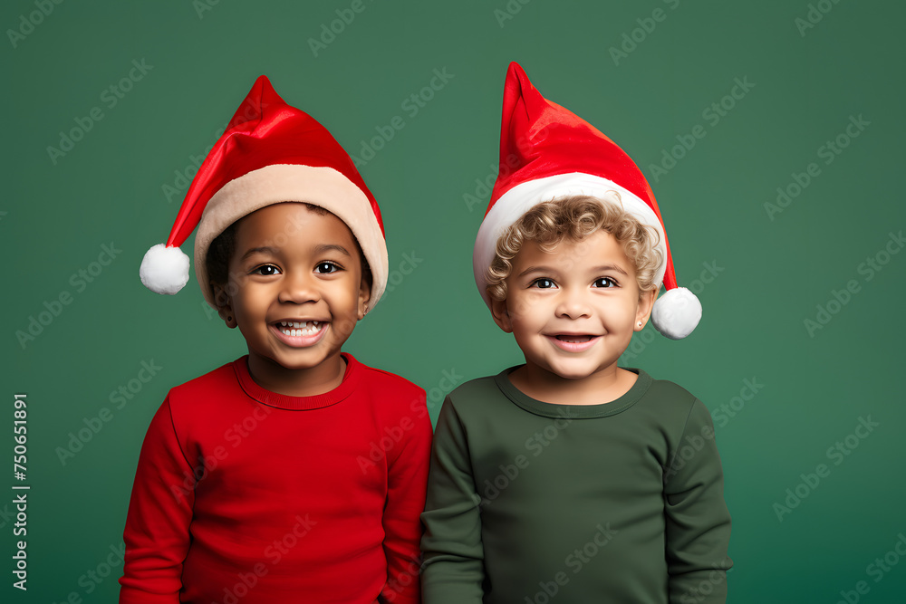 Children with christmas hat.