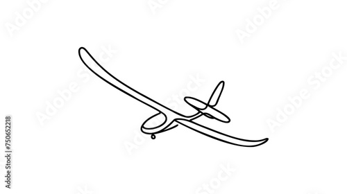 Continuous line art or One Line drawing Air gliding for vector illustration, extreme sports