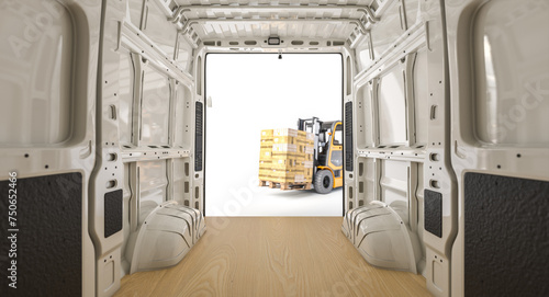 Empty cargo van interior ready for loading © tiero