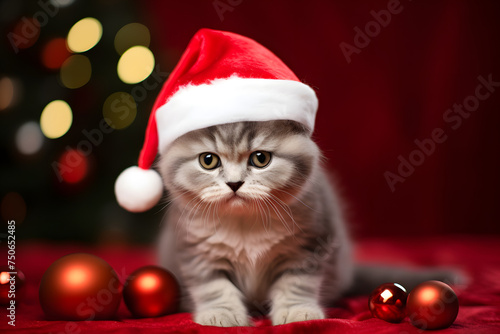 baby cat in santa hat
