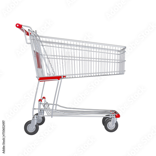 Empty shopping cart isolated on white photo