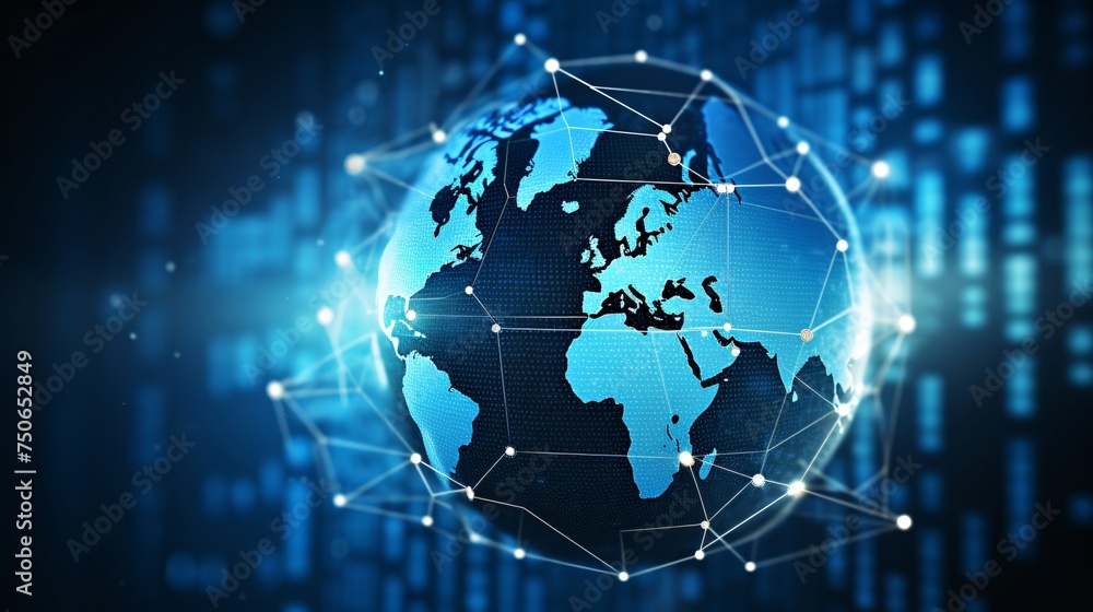 Cybersecurity shield icon overlaying a digital world map blue digital codes running across representing global data protection Cybersecurity shield icon overlaying a digital world map blue digital codes running across representing global data protection