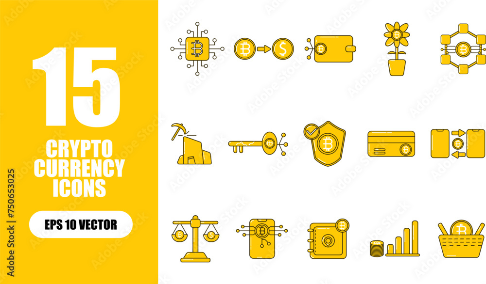 Fototapeta premium Cryptocurrency Icon Collection