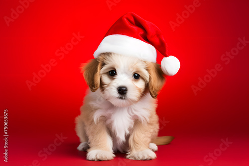 Baby Dog Wearing a Festive Hat