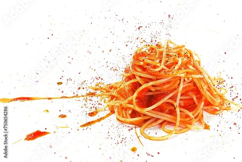 Spaghetti water color style,isolate on white,Clip art
